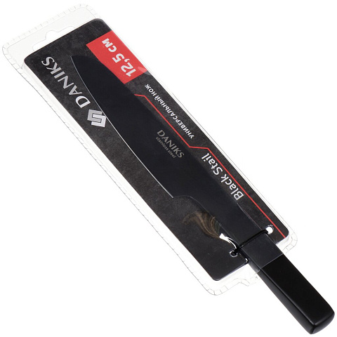 Нож кухонный Daniks, Блэк Стайл, универсальный, нержавеющая сталь, 12.5 см, рукоятка сталь, YW-A369-UT