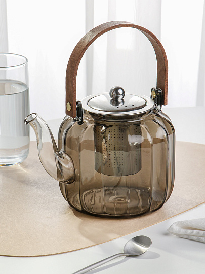 Чайник заварочный стекло, 1.2 л, с ситечком, Barouge, Seven ideas, BF-525