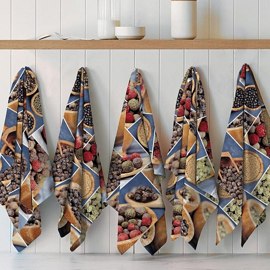 Полотенце кухонное вафельное, 50х70 см, 100% хлопок, Романтика, 4 перца, 5541, Россия