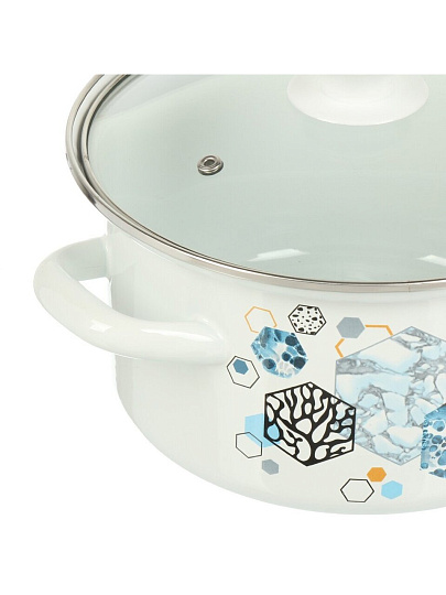 Набор посуды эмалированная сталь, 6 предметов, кастрюли 2.3, 3, 4 л, Керченский металлургический завод, Галактика-1-Экстра, белый