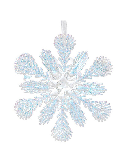 Елочное украшение Снежинка, перламутр, 11.5 см, пластик, Y4-9465