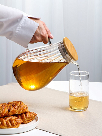 Чайник заварочный стекло, 1.8 л, с бамбуковой крышкой, Ажур, Y4-11038