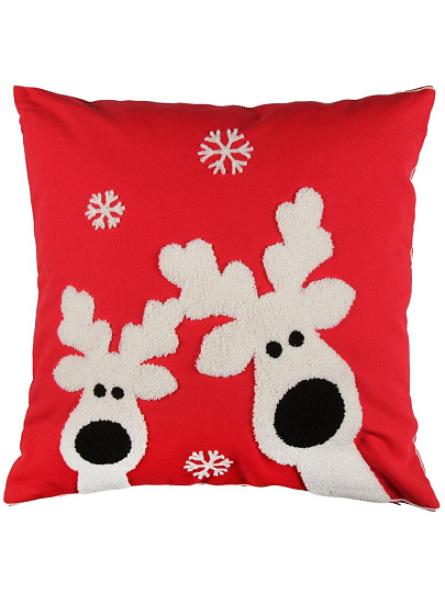 Чехол на подушку Олени, 100% полиэстер, 45 х 45 см, красный, декоративный, A130015
