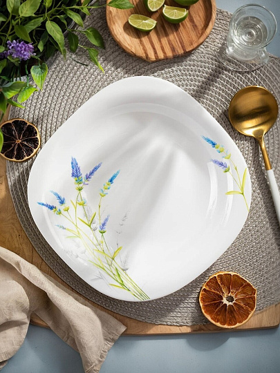 Тарелка суповая, стеклокерамика, 21 см, 675 мл, квадратная, Манифик, Daniks, FFSP90/ 220302