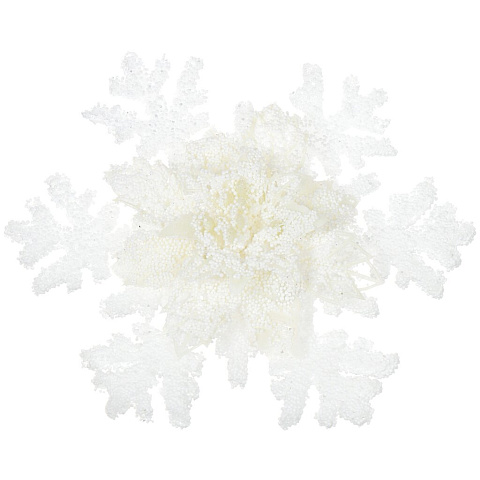 Елочное украшение Снежинка, белое, 15.5 см, пластик, SYXH18-024