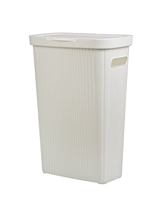 Корзина для белья, 45 л, 45х29х63 см, прямоугольная, пластик, белая, с крышкой, Econova, Velvet, 433246216