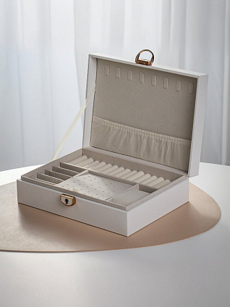 Шкатулка для украшений, полимер, 23х17х6.5 см, белая, A320033