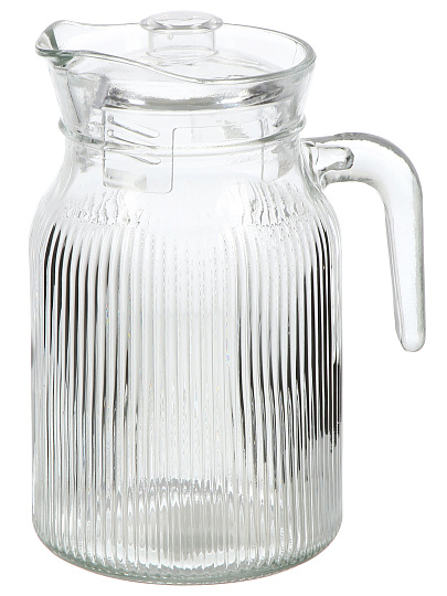 Кувшин стекло, 1.2 л, с крышкой, Вертикаль, Y4-11039, прозрачный