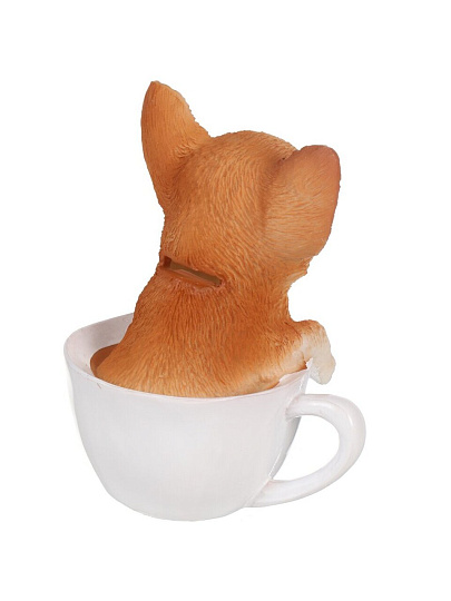 Копилка Чихуахуа в чашке, 14 см, полистоун, Y6-10536
