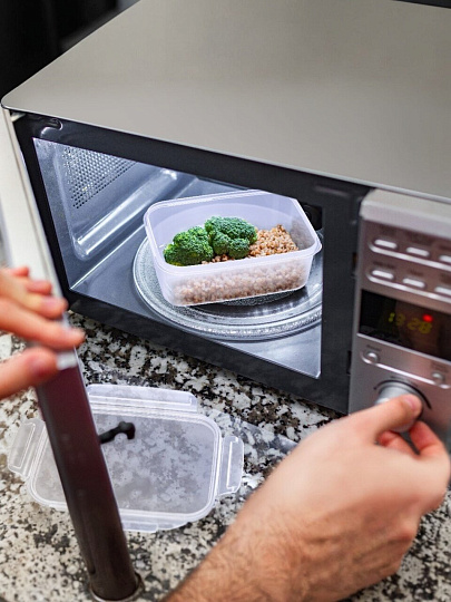 Контейнер пищевой пластик, 0.5 л, 16х11.5х5.5 см, прямоугольный, на защелках, Альтернатива, Прайм, М8500