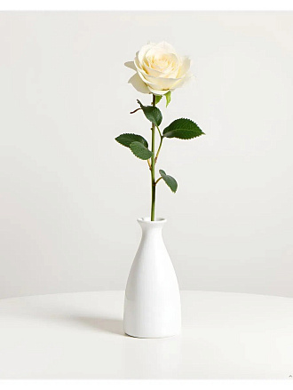 Цветок искусственный декоративный Роза раскрытая, 62 см, белый, Y3-1543