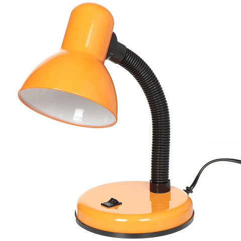 Светильник настольный на подставке, E27, 60 Вт, черный, абажур оранжевый, Ultraflash, UF-301P С11, 13926