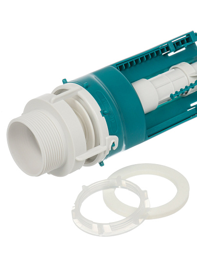 Клапан для бачка унитаза пластик, двухрежимный, кнопочный, хром, сливной, Инкоэр, СБ2м-АА