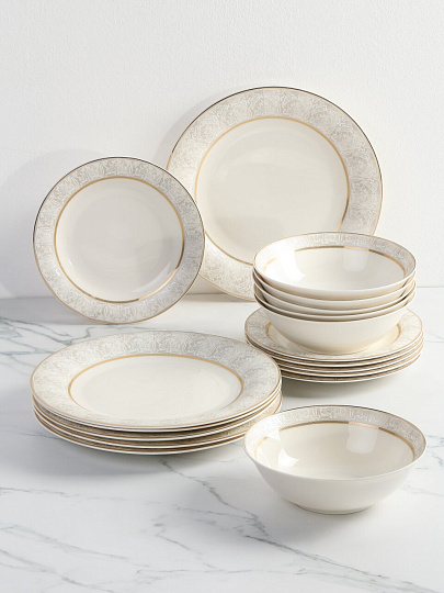 Сервиз столовый фарфор, 18 предметов, на 6 персон, Lefard, Свадебный, 115-365