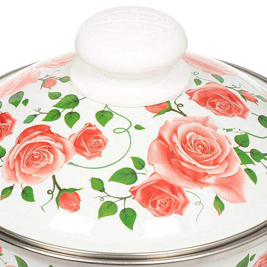 Набор посуды эмалированная сталь, 6 предметов, кастрюли 2,3,4 л, индукция, Сибирские товары, Роза плетистая 15, N15B88