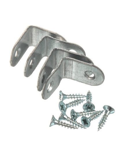 Уголки мебельные 25x25x17x2 мм, с шурупом, белый цинк, 4 шт, Element, 122730