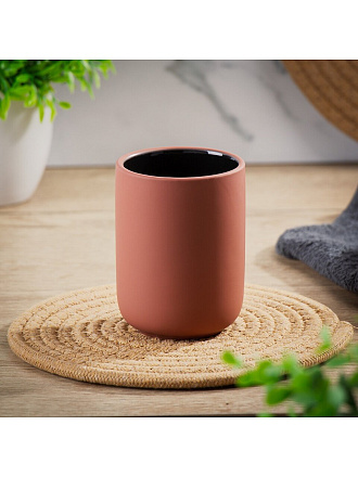 Стакан для зубных щеток, 7.6x9.8 см, керамика, терракот, BCE0758BA-TB