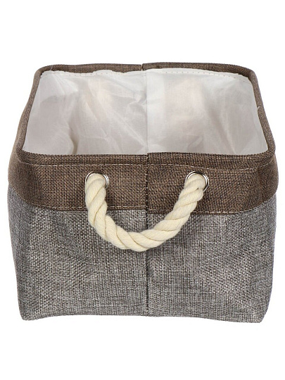 Корзина для хранения, 32х22х16 см, прямоугольная, полиэстер, серая, Y4-7073