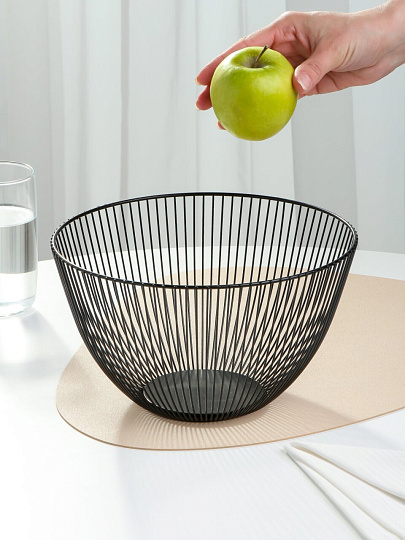 Ваза для фруктов, металл, 25х14.5 см, Y4-8035, черная