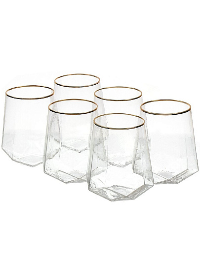 Стакан 550 мл, хрустальное стекло, 6 шт, Алмазная вязь, B060743
