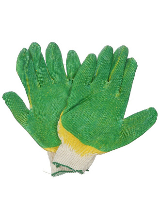 Перчатки х/б, латексный облив двойной, без рисунка, 200303