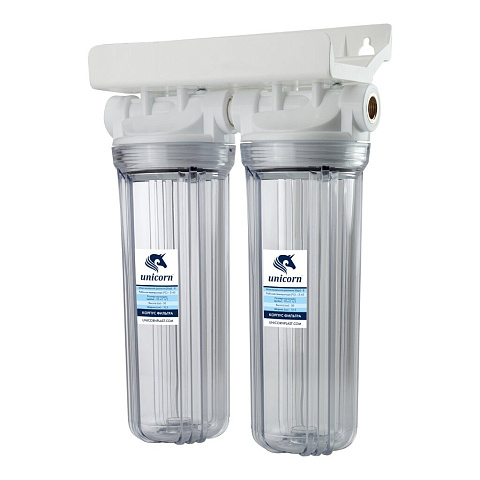 Колба фильтра для воды Unicorn, Slim Line 10, 3/4", для холодной воды, двойная, 2 ступ, FH2P 3/4 DUO