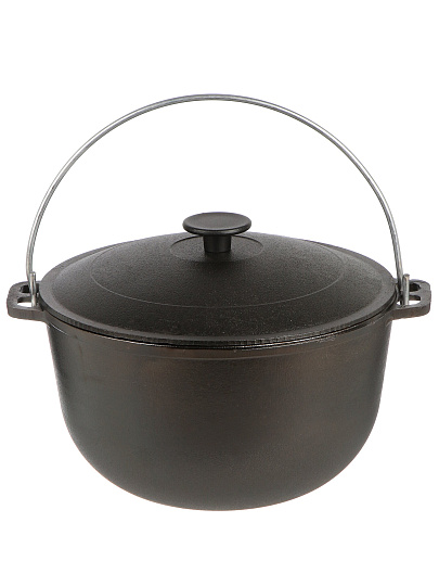 Казан чугун, 6 л, с крышкой, крышка чугун, с дужкой, Гардарика, 1506-3
