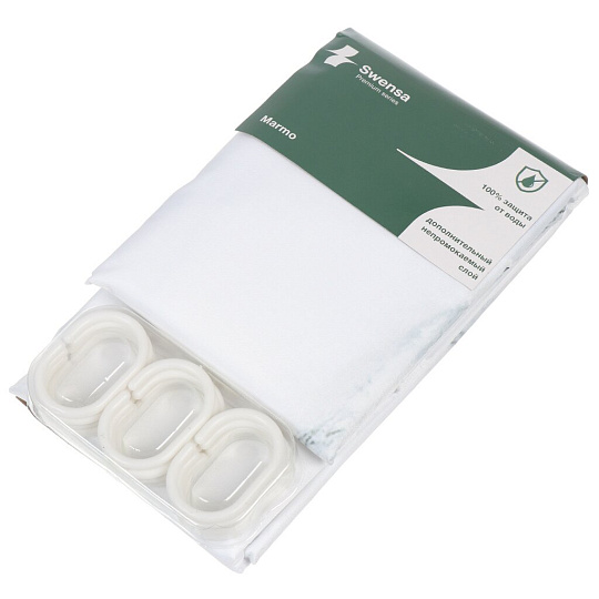 Штора для ванн 180х200 см, полиэстер, Swensa, Marmo, серая, SWC-90-11-GRY