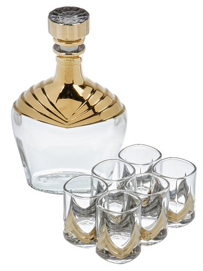 Набор для спиртного 8 предметов, стекло, графин 500 мл, 6 стопок 50 мл, с баром, Glasstar, Фрегат, B_FR_N_021_600