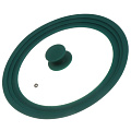Крышка для посуды стекло, Daniks, Emerald, кнопка силикон, зеленая, 24/26/28 см, GLM-242628-2 - фото 2