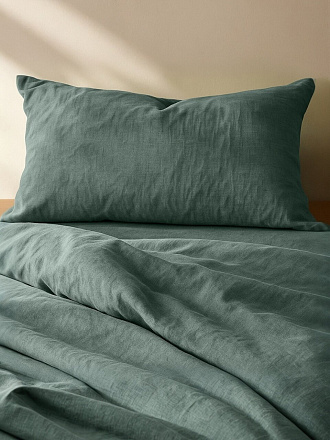 Постельное белье 2-спальное, простыня 240х260 см, 2 наволочки 50х70 см, пододеяльник 180х220 см, Silvano, вареный хлопок, Зеленый