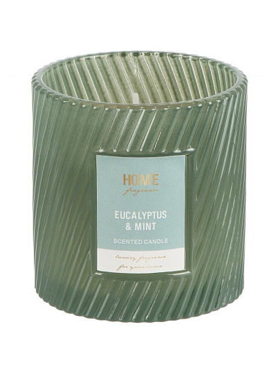 Свеча декоративная ароматизированная, 8х8 см, в стакане, парафин, аромат Эвкалипт и мята, A330107