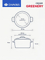 Кастрюля нержавеющая сталь, 3.4 л, крышка стекло, силиконовые ручки мятные, Daniks, Гринери, SD-23-20-2, индукция - фото 2