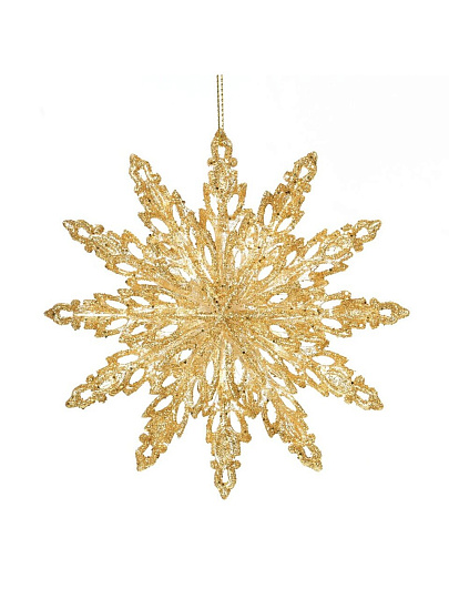 Елочное украшение Снежинка, золотое, 7.5 см, SYYKLA-182286