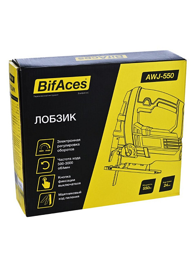Лобзик электрический BifAces, AWJ-550, 550 Вт, дерево 55 мм, маятниковый ход, регулировка оборотов