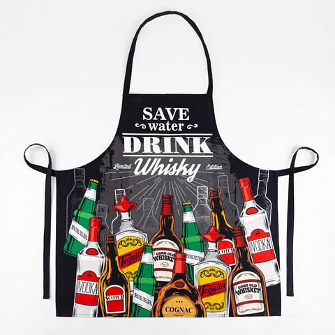 Фартук «Этель» Bottles 73х71 см см, 100% хл, саржа 190 г/м2, 5376691