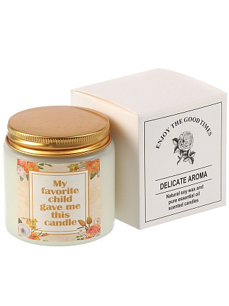 Свеча ароматическая, 6.5х6 см, в банке, белый матовая, парафин, аромат и дизайн в ассортименте, А030149