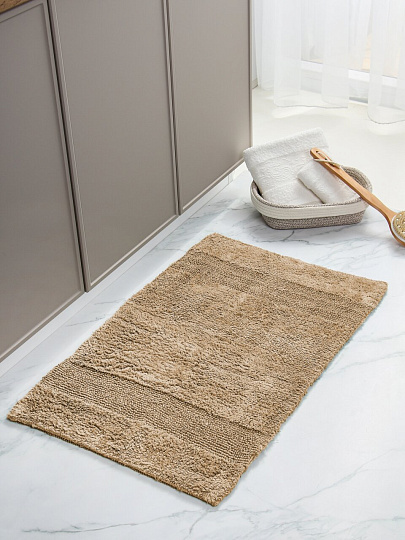 Коврик для ванной хлопок, 0.5Х0.8 м, бежевая полоса, Silvano, Лиона