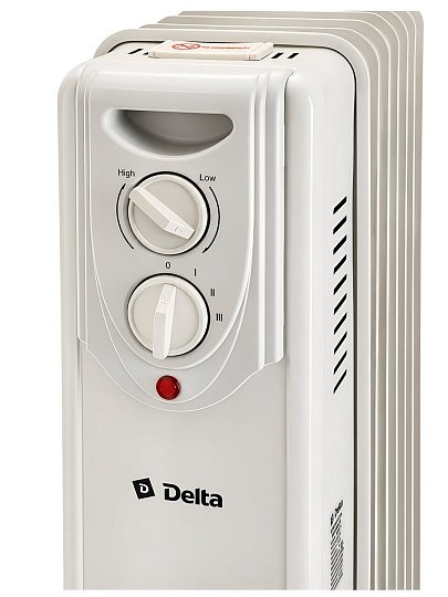 Радиатор масляный Delta, 7 секций, напольный, 1.5 кВт, 17 м2, светло-серый, D05-7