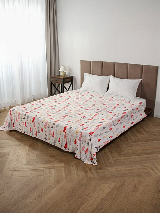 Плед 1.5-спальный, 150х200 см, велсофт, 100% полиэстер, Silvano, Елочки, белый, A120031