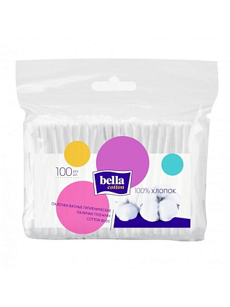 Ватные палочки 100 шт, полиэтилен, Bella, BC-081-F100-007, 0246