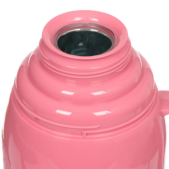 Термос пластиковый со стеклянной колбой Яромир ЯР-2023С/2 с узким горлом розовый с коричневым, 1.8 л