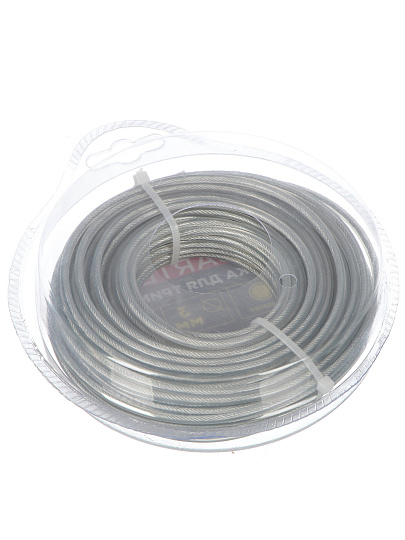 Леска для триммера 3 мм, 15 м, круг, Bartex, металлический сердечник, блистер