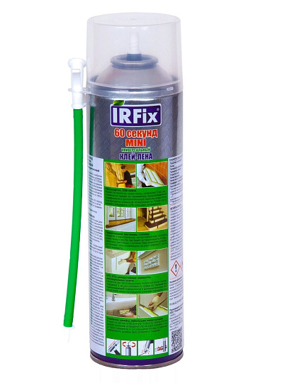 Пена-клей Irfix, 60 секунд Mini, бытовая, 500 мл, универсальный, всесезонная, 10026