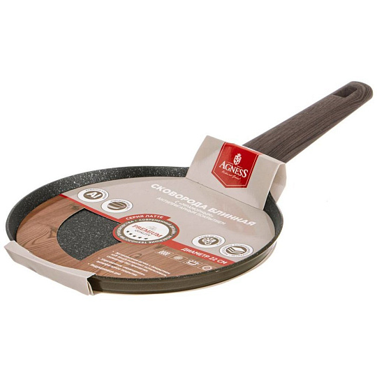 Сковорода блинная Agness &quot;spicy&quot; с &quot;мраморным&quot; антипригар.покрытием 22 см. цвет: оливковый, 947-545
