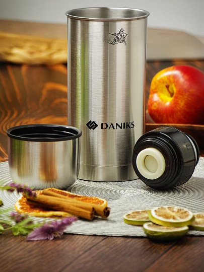 Термос нержавеющая сталь, 1.2 л, узкая горловина, Daniks, колба нержавеющая сталь, серебристый, SL-120Z