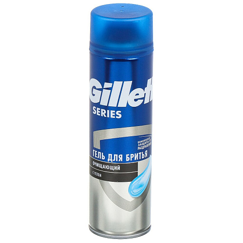 Гель для бритья, Gillette, TGS, для чувствительной кожи, очищающий с углем, 200 мл