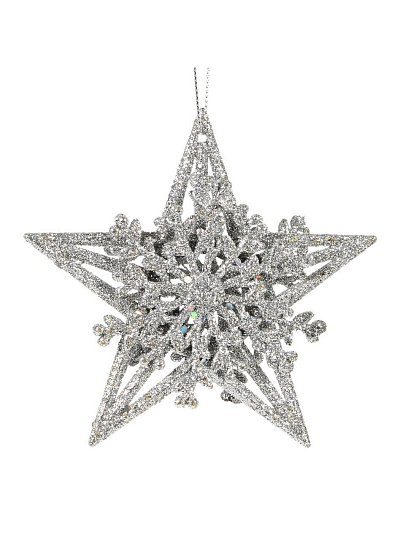 Елочное украшение Звезда, 2 шт, серебро, 11 см, SYLKL-4919129