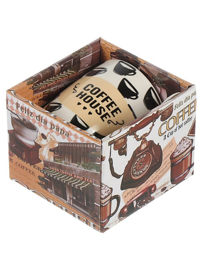 Кружка фарфор, 360 мл, Кофе, с ложкой, с ложкой, подарочная упаковка, Y4-8973, в ассортименте