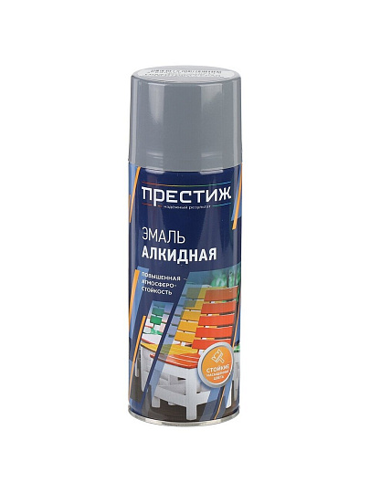 Эмаль аэрозольная, Престиж, универсальная, алкидная, глянцевая, графитово-серая, 425 мл